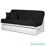 Nirvana Futons Arden Armless White Wood Futon with Bottom Drawers (Frame Only), Full or Queen Size - Solid Hardwood Sofa Bed Frame Construction, Space Saving Design Ideal for Small Rooms and Dorms Nirvana Futons