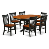East West Furniture KENO7-BCH-W 7 Piece Dining Room Furniture Set Consist of an Oval Kitchen Table with Butterfly Leaf and 6 Dining Chairs, 42x60 Inch, Black & Cherry East West Furniture