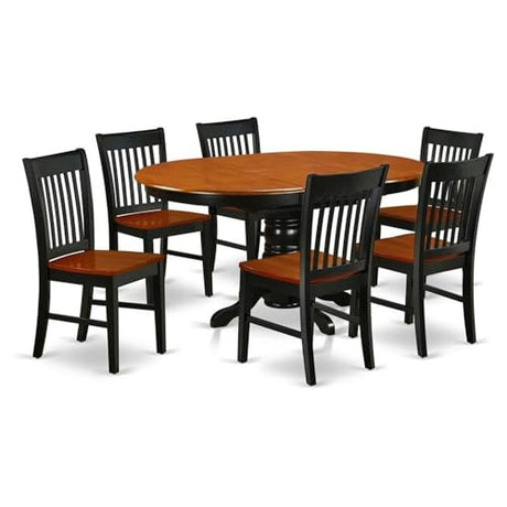East West Furniture KENO7-BCH-W 7 Piece Dining Room Furniture Set Consist of an Oval Kitchen Table with Butterfly Leaf and 6 Dining Chairs, 42x60 Inch, Black & Cherry East West Furniture