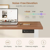 SEDETA Farmhouse L Shaped Standing Desk, 71" x 73" Height Adjustable Home Office Executive Desk with Drawers, Power Outlet, Monitor Stand, Sit Stand Table with Led Lights for Home Office, White SEDETA