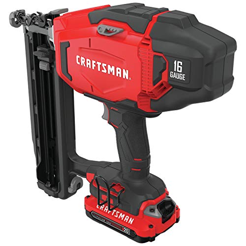 CRAFTSMAN V20 Cordless Finish Nailer Kit, Nail Gun, 16GA, 2-1/2 Nails, Battery and Charger Included (CMCN616C1) - WoodArtSupply