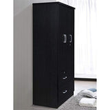 Allora 3 Door Armoire with 2 Drawers 3 Shelves in Black Allora