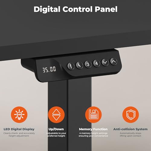 FitStand Dual Motor Standing Desk, Large Stand Up Desks, 79x31 Inches Electric Sit Stand Desk, 4 Memory Preset Adjustable Height Home Office Desk (Black) FitStand