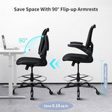 Drafting Chair, Ergonomic Tall Office Chair for Standing Desk, Counter Height Desk Chair with Adjustable Padded Armrests and Footrest Ring Standing Desk Chair Adjustable Height with Lumbar Support TOPBSHODC