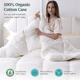 Ltinhome Feathers & Down Comforter, Organic Duvet Insert, 100% Cotton Shell, Ethically-sourced Feathers and Down Filler, All Season Warm, Twin Size, White Ltinhome
