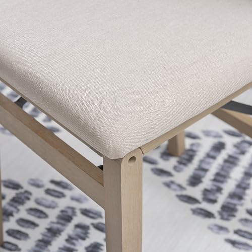 Linon Keira Wooden Folding Chair Upholstered Seat and Back Set of 2, Dining Height, Rustic Natural & Beige Linon