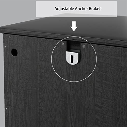 OLD CAPTAIN Wooden Tilt Out Trash Cabinet, Wooden Kitchen Garbage Can Free Standing Holder, Black Finish… OLD CAPTAIN