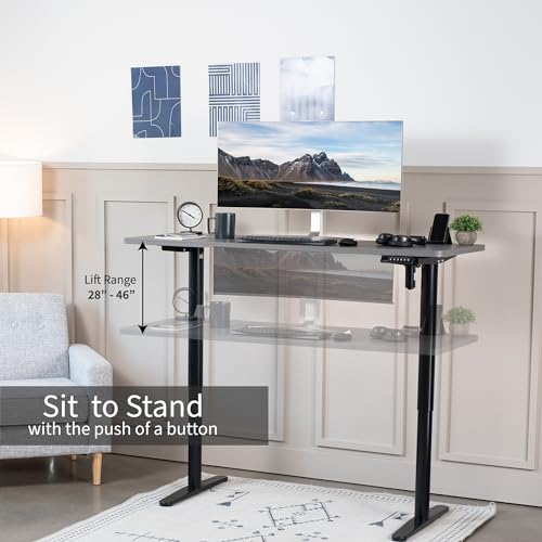 VIVO Electric Single Motor Standing Desk Frame for 41 to 74 in Table Tops, Memory Height Adjustment, Frame Only, Black, DESK-E151EB VIVO