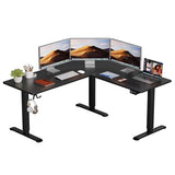 L Shaped Standing Desk Adjustable Height, Electric Corner Standing Desk, Sit Stand Computer Table with Memory Controller for Home (Black, 55 Inch) Homall