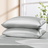 Manyshofu 4Pcs Half Split Flex Head King Sheets Sets for Adjustable Bed, Satin Split King Bed Sheets Silky Grey Satin Sheets Top Flex Sheet - Cooling Sheet Set with 14-16 Inch Deep Pockets Manyshofu