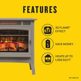 duraflame Freestanding Electric Fireplace Stove Heater with 3D Flame Effect for 1,000 Sq. Ft. Room, French Gray Duraflame