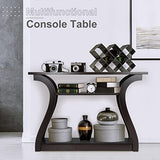 ZenStyle Wood Console Table with Curved Legs and Shelf, 3 Tier Modern Accent Sofa Table for Entryway, Living Room, Hallway, 47 in Wide, Easy Assembly (Cappuccino/Dark Brown) ZenStyle