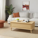 INK+IVY Coffee Table for Living Room Lift-Top Design with Storage, with Rattan Accent, Mid-Century Modern Décor Compact Furniture for Apartment, Home Office, 42" W, Natural INK+IVY