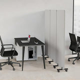 KERRAM 3 Panel Foldable Office Partitions, Mobile Cubicle Wall with Wheels, 71 x 66 Inch Noise Cancelling & Sound Proof Room Dividers Partition Wall, Aluminum Frame Gray KERRAM