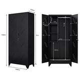 Generic Metal Locker Storage Cabinets, 72” Black Tall Steel Locker, Lockable Doors for Home, Garage. Garden OM566 WoodArtSupply