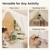 Tiny Land Kids Tent with Mat and Star Lights, Indoor Playhouse for Toddlers, 57"x36"x52" Large Reading Nook for Girls & Boys, Modern Bed Canopy for Kids Room, Teepe Tent