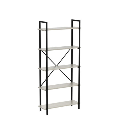 Vlsrka 5-Tier Smart Industrial Bookshelf with LED Lights - Modern Open Display Unit for Home and Office - WoodArtSupply