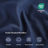 Dreava Twin Sheet Set 3 Piece, 16'' Deep Pocket Fitted Sheets Soft Breathable Microfiber Bed Sheets Luxury Hotel Bedding with Pillowcse Cooling, Wrinkle Free, Oeko-Tex Certified Bedsheets，Navy Blue Dreava