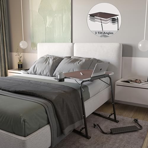 FoldWise Foldable Laptop Table - Wooden Height Adjustable Couch Table & Portable Laptop Desk with Footrest, Edge Stopper, Cupholder, Tablet Holder & Tilting Desktop FoldWise