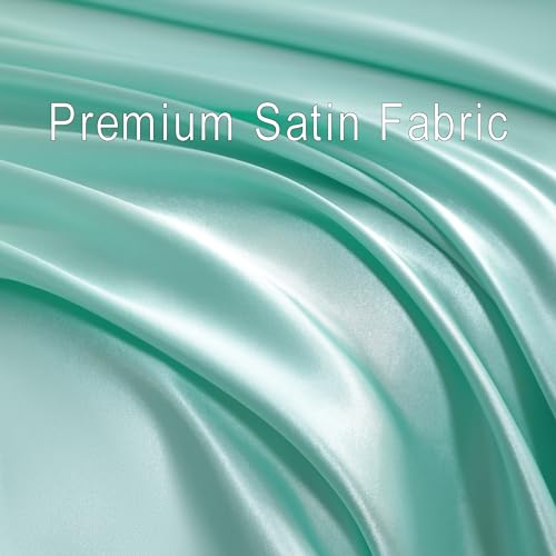 NTBAY Silk Satin Twin Sheet Set, 3-Piece Luxury and Soft Bedding Set Cooling Silky Sheets for Hair and Skin, Includes 1 Pillowcase, 1 Flat Sheet, 1 Fitted Sheet with Deep Pocket, Turquoise Blue NTBAY