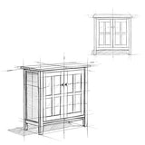 SIMPLIHOME Warm Shaker SOLID WOOD 32 inch Wide Rustic Low Storage Cabinet in Tobacco Brown, with 2 Adjustable Shelves, Tempered Glass Door SIMPLIHOME