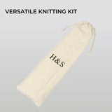 H&S Knitting Needles Set for Beginners Knitting Accessories - 11 Pairs of Stainless Steel Knitting Needles with Firm Grip Handle - Single Pointed Needle Set with Pouch for Easy Storage H&S