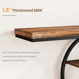 55" Industrial Narrow Entryway Table with 5-Tier Storage - Heavy-Duty o-Shaped Metal Frame Console Table for Hallway, Living Room & Couch Behind, Space-Saving Long Entrance Table for Small Spaces IDEALHOUSE