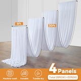 Htper 4 Panels 5x30ft White Ceiling Drapes for Wedding, Wrinkle Free Thick Polyester 30ft Long Canopy Tent Ceiling Curtains Draping Arch Drapery for Birthday Party Event Venue Decoration Htper