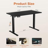 Sweetcrispy Electric Standing Desk Adjustable Height, 48x24 Inch Sit Stand Up Home Office Desks Computer Workstation PC Work Table with 3 Memory Preset Splice Wood Board Metal Frame, Black Sweetcrispy