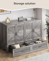 ADOWORE Queen Size Murphy Bed with Large Storage Drawer & Charging Station, Hideaway Full Foldable Platform Bed for Home Office or Guest Bedroom, Living Room,Grey ADOWORE