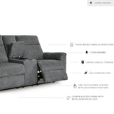 Signature Design by Ashley Barnsana Minimalist Power Reclining Loveseat with Console and USB Charging Ports, Gray Signature Design by Ashley