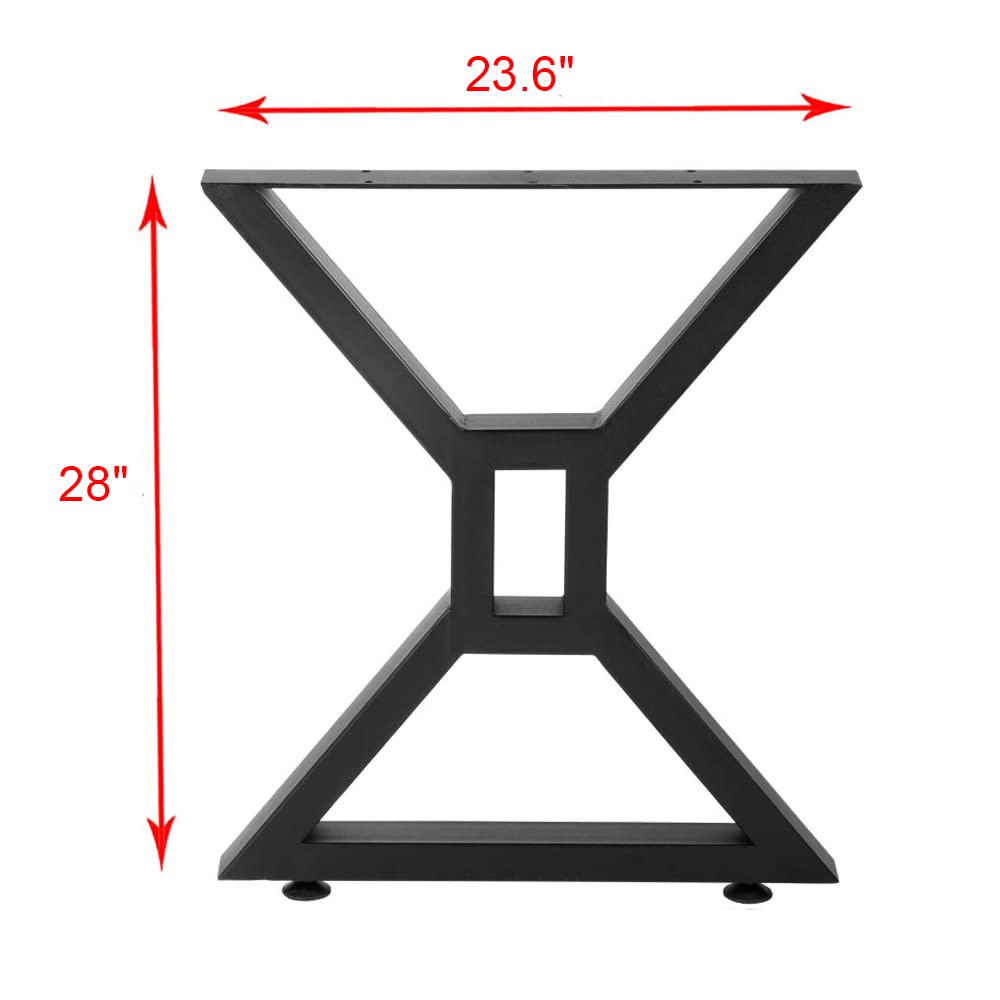 HEONITURE Metal Table Legs - Heavy Duty Desk & Furniture Legs, Modern Industrial Set of 2 (28" Height, 23.6" Wide) HEONITURE