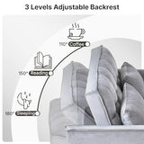 Rovibek 3 in 1 Sleeper Sofa Bed, 53'' Pull Out Couch Convertible Futon Loveseat with Adjustable Backrest, Velvet Sleeper Chaise Lounge Futon for Apartment Office Small Space, Grey Rovibek