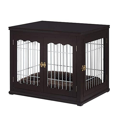 unipaws Furniture Style Dog Crate for Medium Dogs, Indoor Aesthetic Puppy Kennel, Modern Decorative Wooden Wire Pet House Dog Cage, Pretty Cute End Side Table Nightstand, Espresso… unipaws