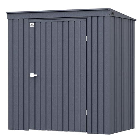 Arrow Shed Elite 6' x 4' Tall Outdoor Steel Storage Shed with High Gable and Lockable Doors Storage Building with Pent Roof, Anthracite Arrow
