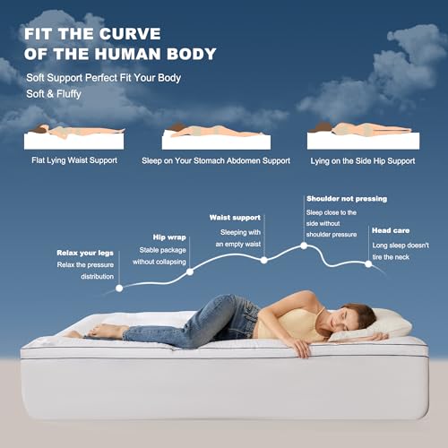 BEDLORE Queen Mattress Topper, Thick Pillow Top Bed Cover for Back Pain Relief, Soft Mattress Pad with Deep Pockets 6-18 inch BEDLORE