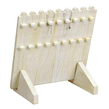 MOOCA Wooden Plank Necklace Holder Organizer For 8 Necklaces, Necklace Stand, Jewelry Display for Vendors, Necklace Display Stand, Jewelry Display for Selling, Washed White Color MOOCA