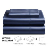 Pure Bedding Satin Sheets Twin Hotel Luxury Silky Bed Sheets - Extra Soft 1800 Microfiber Sheet Set, Wrinkle, Stain Resistant - Deep Pocket Fitted Flat Sheet, Pillow Cases (3-Piece, Midnight Blue) Pure Bedding