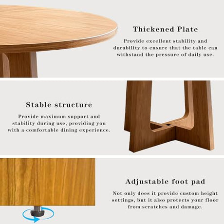 47-Inch Round Conference Table Wooden Wood Base, Modern Wooden Conference Table for 4-6 People, Easy Assembly Boardroom Table (Natural) TMGSK