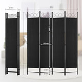 RROCOSIA Room Divider 4 Panel, Portable Folding Privacy Screen 6FT Freestanding Wall Divider with Steel Frame and Fabric Divider Panel 53.54″ x 15.94″ Room Separating for Home Hotel Office,Black RROCOSIA