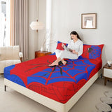 Spider Web Kids Sheet King Size,Black Spider Arachnid Insect Animals Bedding Set,Boys Girls Women Men Room Decor,Halloween GothicRed Blue Unique Bed Sheet Set 4pcs(Fitted + Flat + 2 Pillowcases) Manfei