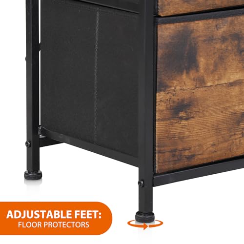 SUPER DEAL Dresser for Bedroom Fabric Dresser Storage Tower Tall Chest Organizer Unit with 9 Drawers for Living Room Nursery Entryway Closets, Steel Frame, Wood Top Rustic Brown SUPER DEAL