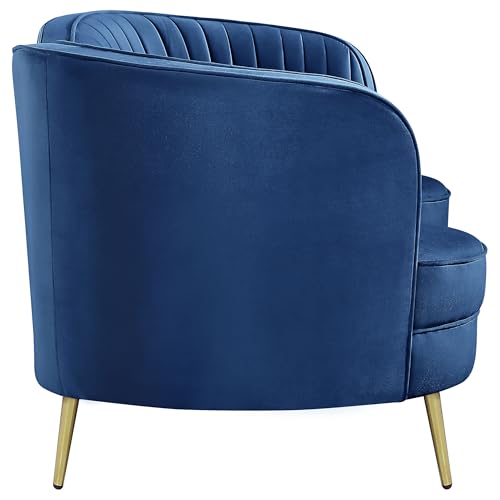 LOKLINGHK Upholstered Blue Loveseat with Vertical Tufting LOKLINGHK