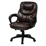 Office Star FL Series Faux Leather Manager's Adjustable Office Chair with Lumbar Support and Padded Arms, Chocolate Office Star Products