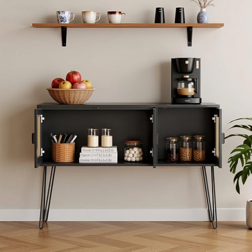 Netstar 47" Entryway Table, Console Sofa Table with Storage, Hallway Table for Foyer & Entry Decor, Boho Farmhouse Style, Anti-Tip, Black Netstar Furnish