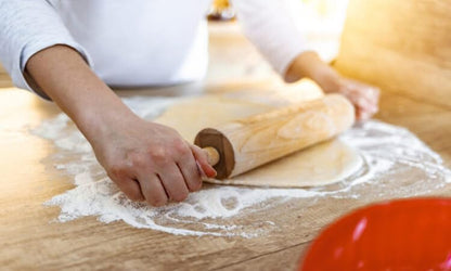 Rocky Mountain Goods Large Classic Wood Rolling Pin with Handles - 17” Rolling Pin for Dough, Baking, Pizza, Cookies, Pie - Moisture Resistant Wood - Easy to Clean