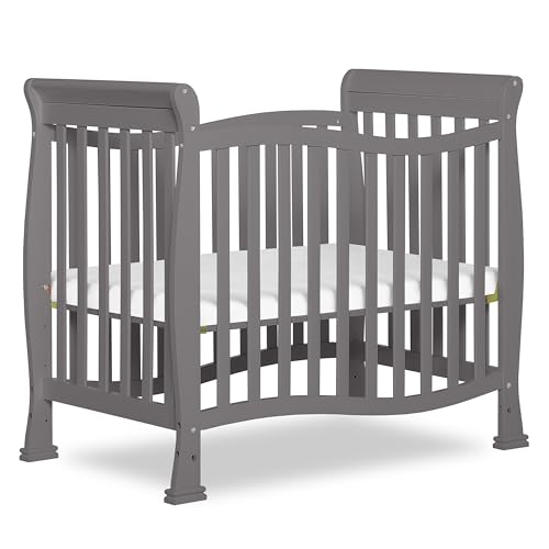 Dream On Me Violet 4-in-1 Convertible Mini Crib in Steel Grey, Greenguard Gold Certified, JPMA Certified, 3 Position Mattress Height Settings, Non-Toxic Finish