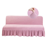 GIANCO FERRO Armless Stretch Futon Covers with Skirt Soft Jacquard Sofa Bed Cover with Elastic Bottom Machine Washable Stain Resistant (Pink, Medium (Length 59"-70.5")) GIANCO FERRO