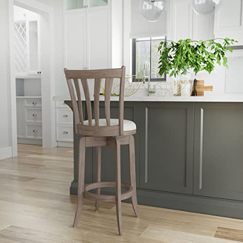 Hillsdale 29.5" Savana Wood Swival Bar Height Stool, Brown Gray Hillsdale