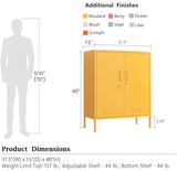 Aiasuit 2 Door Lockable Metal Storage Cabinet, 3-Tier Heavy Duty Industrial Cabinet with Removable Shelves, Easy Assembly Multi-Purpose Storage for Home Office, Yellow 40" H x 31.5" W x 15" D Aiasuit